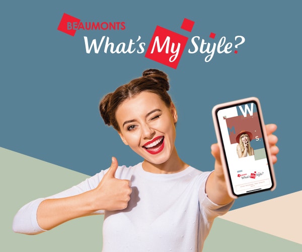 Girl with a thumb up and one phone in the other showing 极速赛车官网168 Tiles What's my Style Quiz