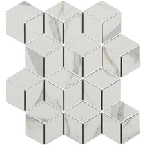 Euromarmo Statuario Venato Dia Cube White Polished Glaze Mosaic Tile 