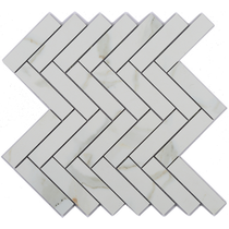 Euromarmo Calacatta Gold Herringbone Polished Glaze Mosaic Tile 
