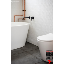 Spatial Stretched Hex White Structured Matt Tile 