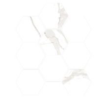 Shape Carrara Gold Large Hexagon Satin Mosaic Tile 