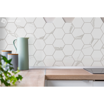 Shape Carrara Gold Large Hexagon Satin Mosaic Tile 